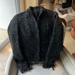 Elie Tahari black fringed jacket blazer